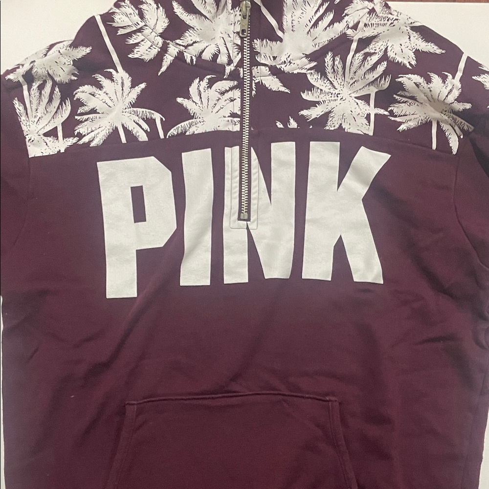 PINK Victoria's Secret Burgundy Zip-Up Sweater